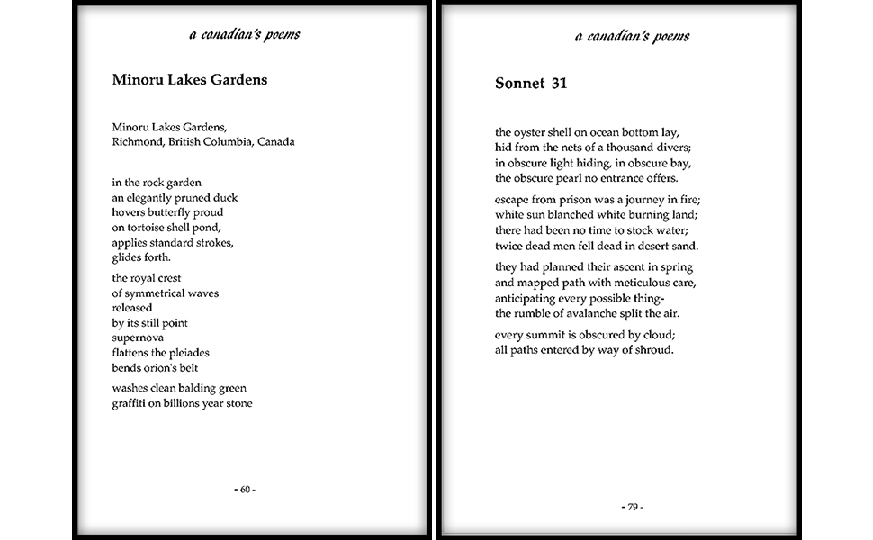 Page layout from 'A Canadian's Poems'.