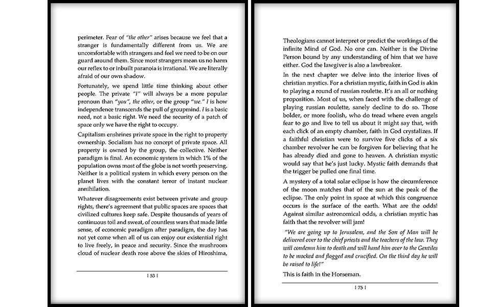 Reflective text from 'Philosophical Fragments'.